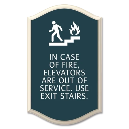 In Case of Fire, Elevators Are Out of Service - No Braille