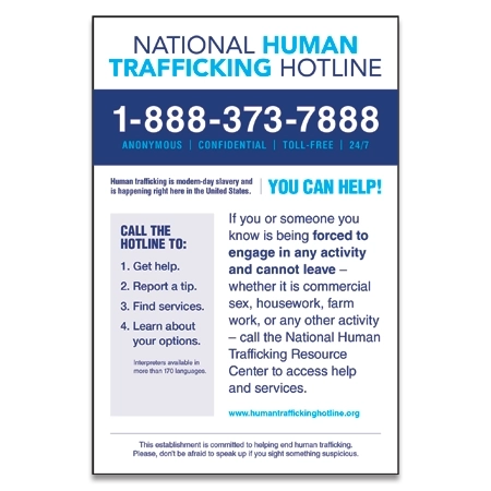 National Human Trafficking Hotline - Self-Adhesive