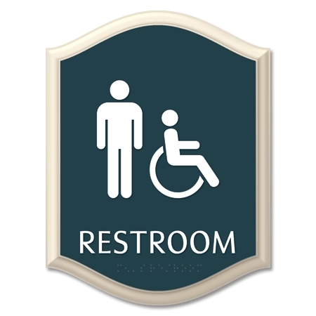 Restroom Sign w/Male & ISA Symbols
