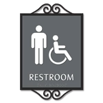 Restroom Sign w/Male & ISA Symbols