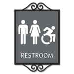 Restroom Sign w/Unisex & Dynamic ISA Symbols