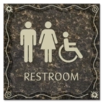 Restroom Sign w/ Unisex & ISA Symbols