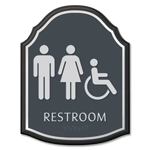 Restroom Sign w/ Unisex & ISA Symbols