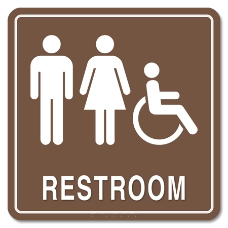 Restroom Sign w/ Unisex & ISA Symbols