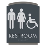 Restroom Sign w/ Unisex & ISA Symbols