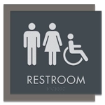 Restroom Sign w/ Unisex & ISA Symbols