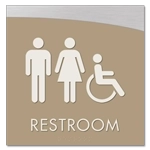 Restroom Sign w/ Unisex & ISA Symbols