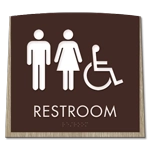 Restroom Sign w/ Unisex & ISA Symbols